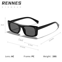 Lunettes de soleil unisexes de haute qualité Rennes UV400, monture en PC noire pleine bordure de luxe avec décorations à rivets pour l'ombrage du soleil en extérieur