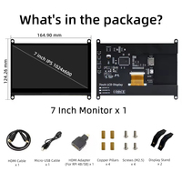7 pouces 1024*600 IPS écran LCD moniteur écran LCD avec support acrylique pour BB noir, Windows 10 8 7,Raspberry Pi