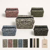 Sac cosmétique en toile de haute qualité beige et noir à imprimé léopard, pochette de rangement portable pour le maquillage, pour les femmes, utilisation quotidienne et en voyage