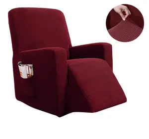 Bestseller Burgund verdickt rutsch feste Möbel bezug Recliner Stretch Sofa bezug mit Tasche