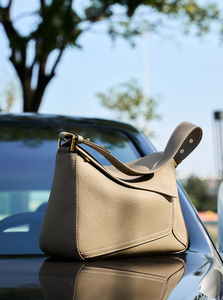 Bolso de Hombro de Cuero Genuino para Mujer, Bolso Bandolera Geométrico con Cierre, para Viajes Diarios - Product Image 3