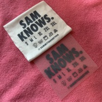 Étiquette de transfert avec nom de marque personnalisé sérigraphie fer à repasser tailles de lavage étiquette de transfert par pression à chaud pour maillots de bain