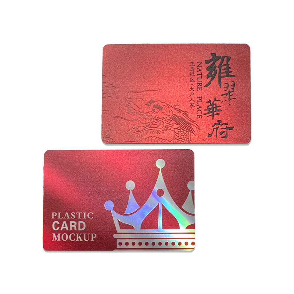Custom Embossed Luxury Magnetic PVC Business Card with Offset Printing Hot Stamped Surface UV Laminated Plastic Gift Card