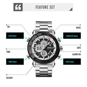 Top Brand SKMEI 1636 <strong>Digital</strong> Watch Fashion Mens Business Watches Led Light <strong>Clock</strong> 30M Waterproof Bracelet - Product Image 2