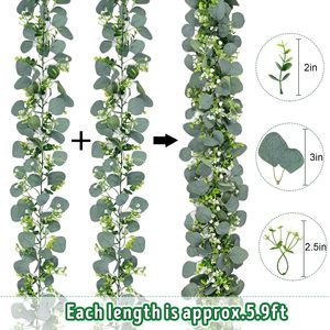 Artificial Eucalyptus Leaves And Vines 180Cm Green <b>Wreath</b> Door <b>Frame</b> Wedding Decoration - Product Image 4