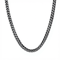 Collier chaîne Hip Hop en acier inoxydable noir et argent, chaîne à maillons tressés, bijoux unisexe punk pour rappeur, cadeau