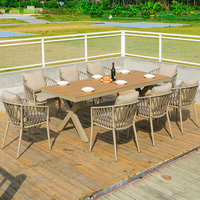Ensemble de Table et chaise en bois de luxe 6 places en aluminium, ensemble de Table basse de balcon prêt à être expédié