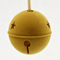 Ornement de Noël en plastique floqué de 100 mm |   Décoration suspendue en forme de cloche au toucher velours pour arbre de Noël