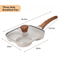 Ensemble de 3 poêles à petit-déjeuner KZR avec quatre trous, construction métallique, compatible gaz et induction, poêle de cuisson écologique pour la maison