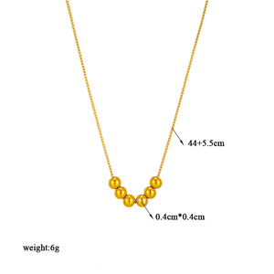 Gold Ball Beaded Titanium Steel Chain Necklace Geometric Design Fashion Jewelry - Product Image 4