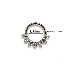 Piercing per Naso <span class=keywords><strong>in</strong></span> Lega di Titanio 8/10mm, Orecchino a Perno, Gioiello per Piercing a <span class=keywords><strong>Bocca</strong></span> Chiusa con Zirconi - Product Image 4