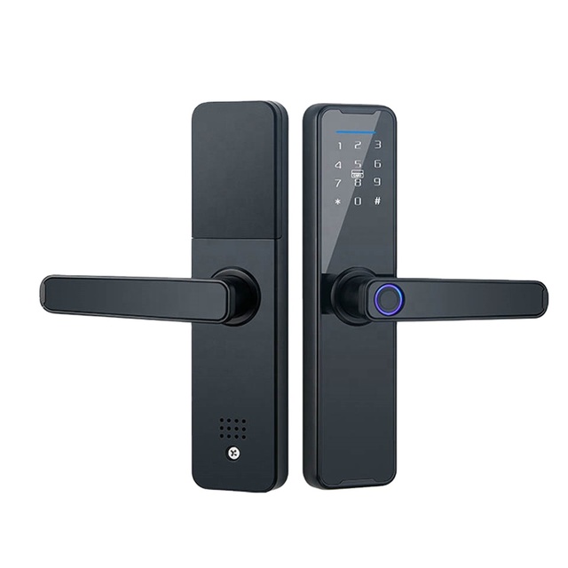 Wooden Door TTLOCK BLE Fingerprint Electric Handle Hotel h Lock APP Password Smart Home Door Lock Biometric Fingerprint Lock