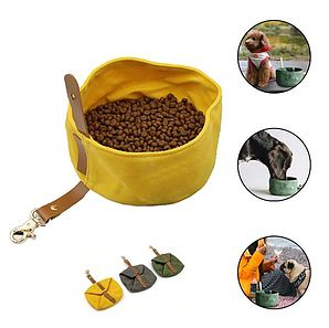 Mangkuk hewan peliharaan lipat kanvas tahan air Logo kustom tempat makan anjing dan kucing luar ruangan portabel - Product Image 2