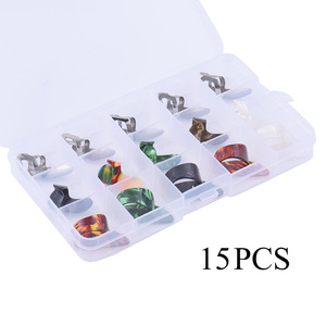 Juego de 15 Púas de Guitarra de Acero Inoxidable para Dedo Índice y Púas de Celuloide para Pulgar, Duraderas, en Empaque OPP, de China - Product Image 2