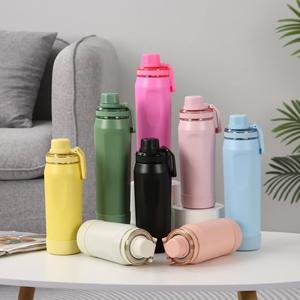 Gourde isotherme portable en acier inoxydable 304 de 600 ml et 800 ml à large ouverture avec protection en silicone pour les sports de plein air - Product Image 5
