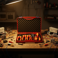 Boîte à outils pour ensemble électroportatif 7 pièces rouge avec insert en mousse pour réparation électrique Modèle 00 21 15
