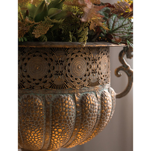 European Retro Antique Gold Floral Container Wedding Banquet Table <strong>Flower</strong> Decoration Hollow Out Carve <strong>Vase</strong> - Product Image 6