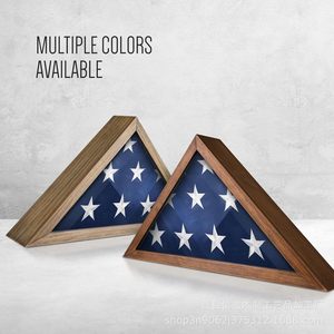 Caja de Almacenamiento de Banderas de Madera, Protector Triangular para Banderas de Países, Decoración de Pared Hecha a Mano y Personalizada - Product Image 3