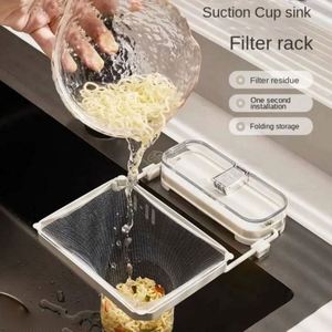 Home Kitchen Sink Strainer Basket Folded Design Flexible Strong Load-bearing Fine Mesh ABS Material Garbage Drain Rack Lid - Product Image 6