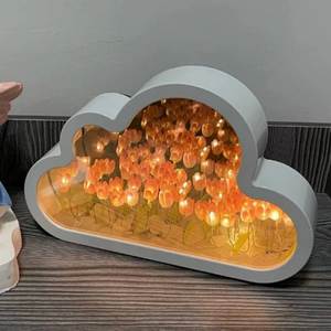Decoración creativa <span class=keywords><strong>para</strong></span> el hogar hecha a mano DIY tulipán nube flor lámpara romántica LED nube tulipán espejo luz nocturna <span class=keywords><strong>para</strong></span> dormitorio niñas regalo - Product Image 3