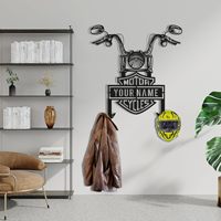 Casque de moto en métal et support de veste, cadeau d'art mural pour les amateurs de moto, décoration murale personnalisée
