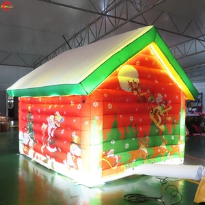 Maison de Noël gonflable <span class=keywords><strong>TH</strong></span> 4x3x3 avec souffleur et accessoires, tente de jeu gonflable multicolore facile à monter, labyrinthe de Noël - Product Image 4