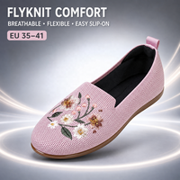 2026 Mocassins pour femme à broderie bouquet de marguerites, tige en maille volante, à enfiler, semelle extérieure souple en TPR, chaussures plates décontractées, Zapatos De Mujer