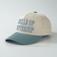 Casquette de baseball en coton bicolore à 5 panneaux personnalisée avec logo brodé en 3D pour hommes, visière incurvée, style vintage, casquette de sport pour papa, usine OEM ODM
