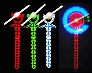 LED Windmill Spinner Kids Gift Party Favor Pixel Sword Design Tendência Brinquedo LED Windmill Toy Light up Magic Wand Toy para crianças
