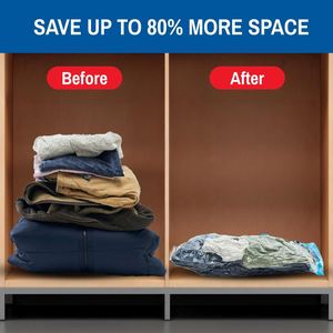 Vacuum <b>Storage</b> Bags 6Pack Reusable Space Saver Bags Vacuum Compression Zipper <b>Storage</b> Bags with Airtight Valve and Hand Pump6Set - Product Image 4