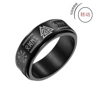Viking Punk <strong>Spinner</strong> <strong>Rings</strong> 18K Gold Plated Stainless Steel Topaz NorsRunes Fidget <strong>Spinner</strong> Men's Unisex Anxiety Relief Gift - Product Image 4