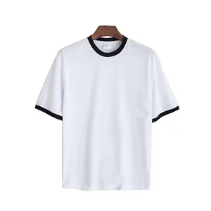 男性用昇華印刷カスタムデザインニット生地ベーシックTシャツ