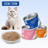 Kaleng Camilan Kucing Premium Tuna Salmon Ayam Tinggi Protein Tanpa Bahan Tambahan Buatan, Camilan Basah untuk Semua Usia Kucing