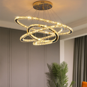 110V-240v <span class=keywords><strong>luminaires</strong></span> suspendus lustres en cristal modernes lampes suspendues en acier inoxydable décoratif pour salon Source d'alimentation ca - Product Image 2