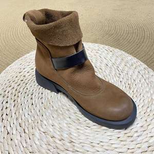 Botines de Ante 100% Cuero Vacuno para Mujer, Estilo Chelsea, Tallas Grandes, Tacón Grueso Retro, Personalización de Logotipo - Product Image 3