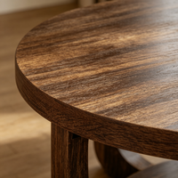 Table basse ronde moderne en bois avec étagère ouverte à 2 niveaux, petite taille, pour salon, salle à manger, chambre et bureau