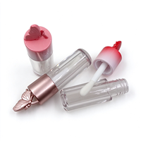 Tube de brillant à lèvres 3D en forme de papillon, flacon transparent vide pour gloss, emballage cosmétique dégradé, conteneur de brillant à lèvres personnalisé avec logo