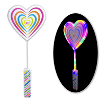 Bâton lumineux LED néon en forme de cœur avec poignée arc-en-ciel, motif unilatéral, jouet clignotant en plastique pour enfants