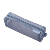 Étui à crayons transparent avec fermeture éclair, pochette de rangement pour crayons en maille tendance pour les étudiants, sac d'examen transparent, sac à maquillage en maille