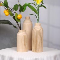 Fabricant fournit un vase en bois en forme de bouteille, décoration naturelle, 12, 10, 7 pouces, ensemble de 3 pièces