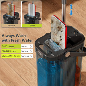 HoMettler Balai serpillère transparent <span class=keywords><strong>le</strong></span> plus vendu avec manche magique, écologique, à taux d'absorption élevé, tampons réutilisables <span class=keywords><strong>pour</strong></span> sols secs/humides à la maison - Product Image 4