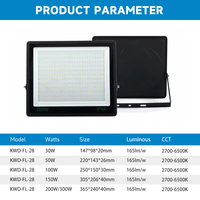Projecteur LED portable étanche IP66 en aluminium et verre, 10W, 30W, 50W, 100W, 200W, 300W, alimentation DC 12V 24V AC 85V 265V, pour extérieur