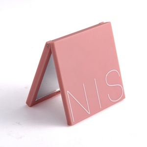 ABS Plastic Soft Touch Effect <b>Square</b> Shape Mini Small Size Dual Side Custom Logo Travel Pocket <b>Mirror</b> - Product Image 1