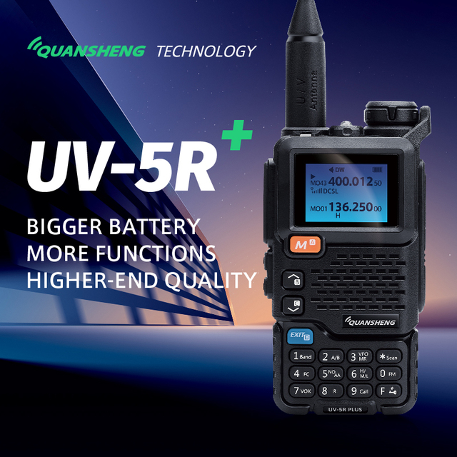 QUANSHENG UV-5R PLUS Dual Band Walkie Talkie Handheld Ham Radio with Long Range 5km Talk GMRS for Amateur Communication