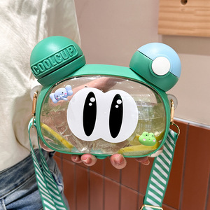 Tasse à eau mignonne pour enfants avec bouteille portable résistante aux hautes températures de conception de dessin animé à double paille - Product Image 3