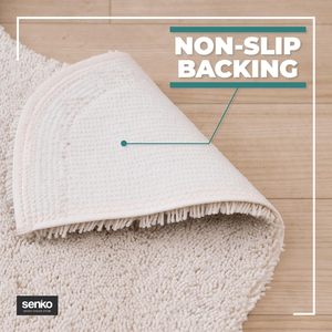 Super S.D.S. Tapis de salle de bain en mousse à mémoire de forme blanche Contour en forme de U 23.6X23.6 pouces Tapis de toilette absorbant l'eau anti-dérapant Tapis de bain - Product Image 3