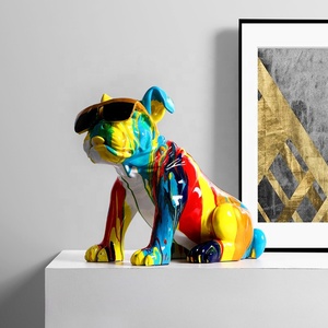 Sculpture bouledogue multicolore-<span class=keywords><strong>Statue</strong></span> de chien abstraite et vibrante pour décoration de maison et de galerie moderne - Product Image 3