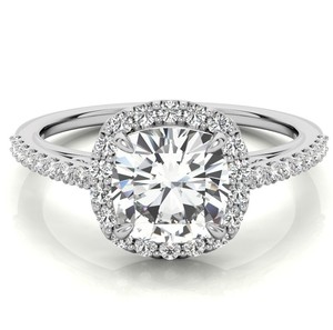 Bague de Fiançailles et de Mariage Solitaire en Moissanite Taille Coussin Certifiée Luxe, en Argent Sterling 925 Plaqué Or, Bague de Promesse - Product Image 1