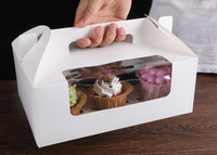 Boîte-cadeau éco pliante, impression personnalisée, 1 2 4 6 trous, Muffin en papier, pour gâteaux de boulangerie, avec fenêtre transparente