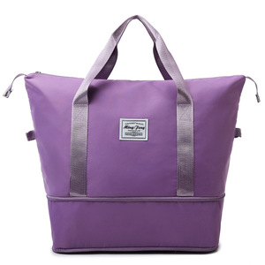 Bolsa de Viaje Deportiva Plegable Multifuncional de Gran Capacidad con Doble Capa Expandible, Nueva, Color Bronceado - Product Image 1